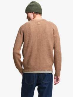 Pull raglan en laine côtelée mélangée - Marron