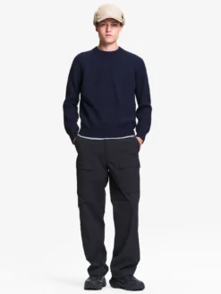 Pull raglan en laine côtelée mélangée - Bleu
