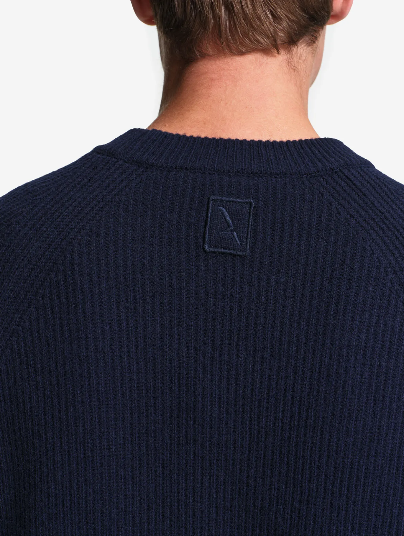 Pull raglan en laine côtelée mélangée - Bleu