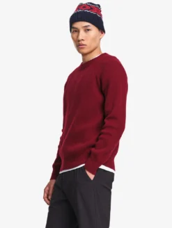 Pull raglan en laine côtelée mélangée - Bordeaux