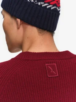 Pull raglan en laine côtelée mélangée - Bordeaux