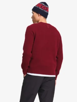 Pull raglan en laine côtelée mélangée - Bordeaux