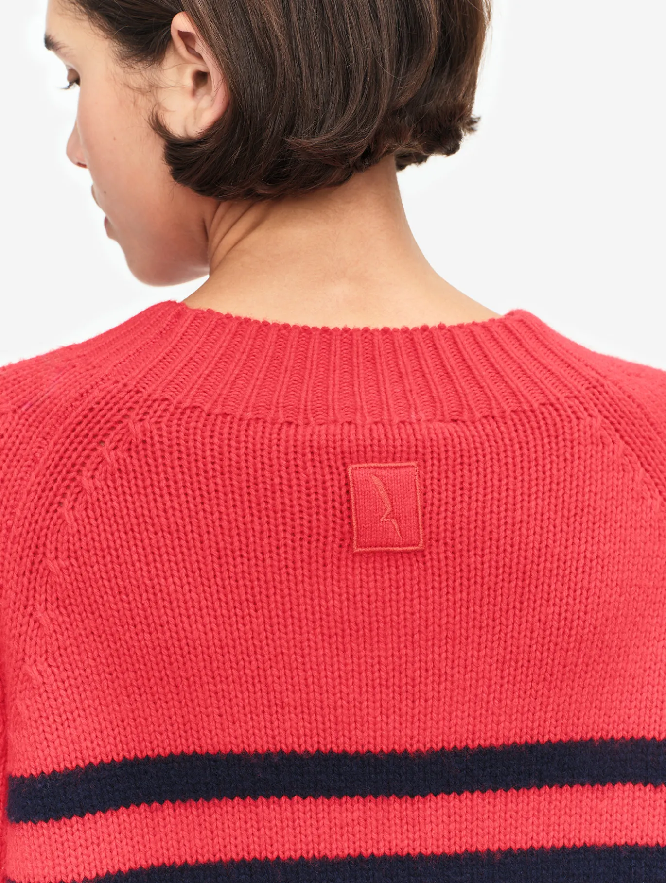 Pull rayé en laine mélangée - Rouge