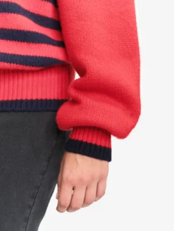 Pull rayé en laine mélangée - Rouge