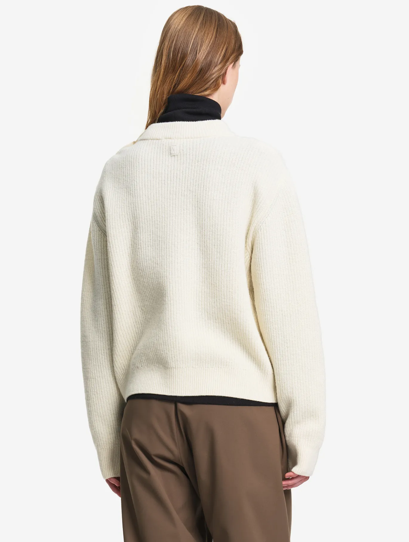 Pull texturé en laine mélangée - Blanc