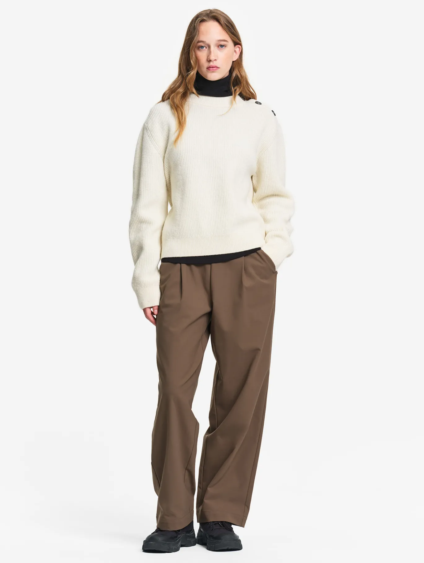 Pull texturé en laine mélangée - Blanc