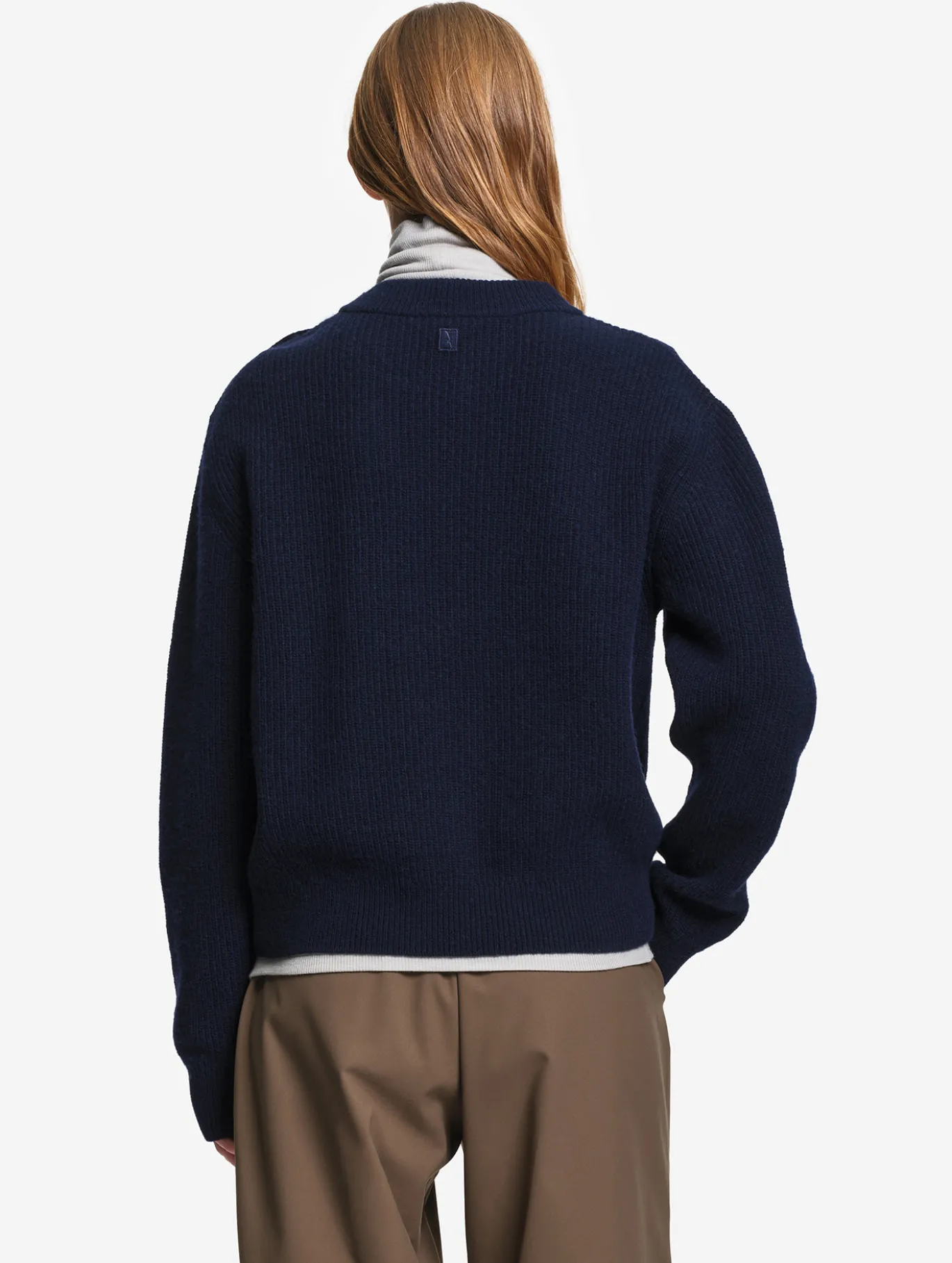 Pull texturé en laine mélangée - Bleu