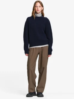 Pull texturé en laine mélangée - Bleu