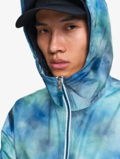 Rainpack™ 70 : coupe-vent imprimé mixte imperméable MTD™& UVC™, court et pliable - Bleu