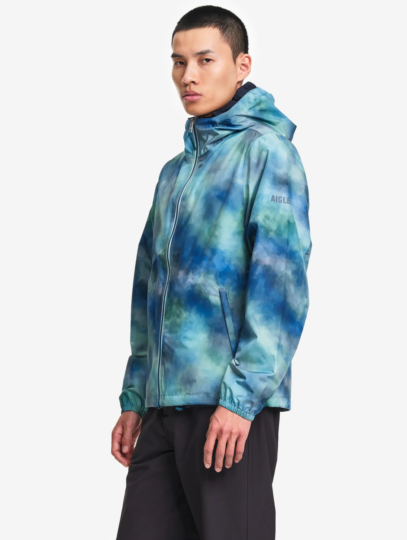 Rainpack™ 70 : coupe-vent imprimé mixte imperméable MTD™& UVC™, court et pliable - Bleu