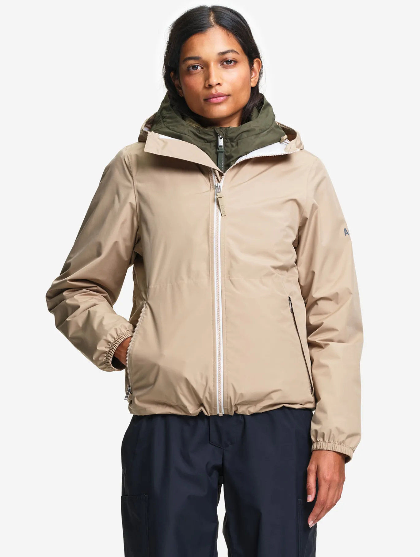 Rainpack™ 70 : coupe-vent mixte imperméable MTD™, court et pliable - Beige