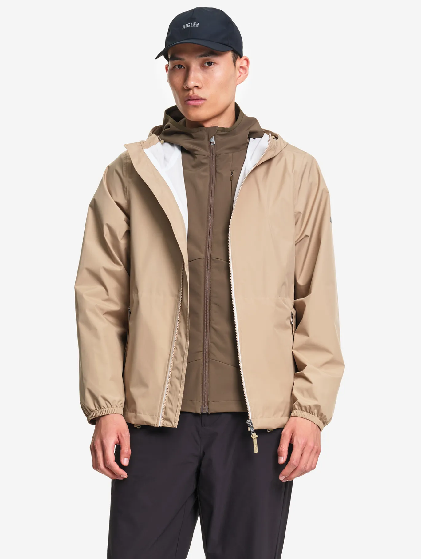 Rainpack™ 70 : coupe-vent mixte imperméable MTD™, court et pliable - Beige