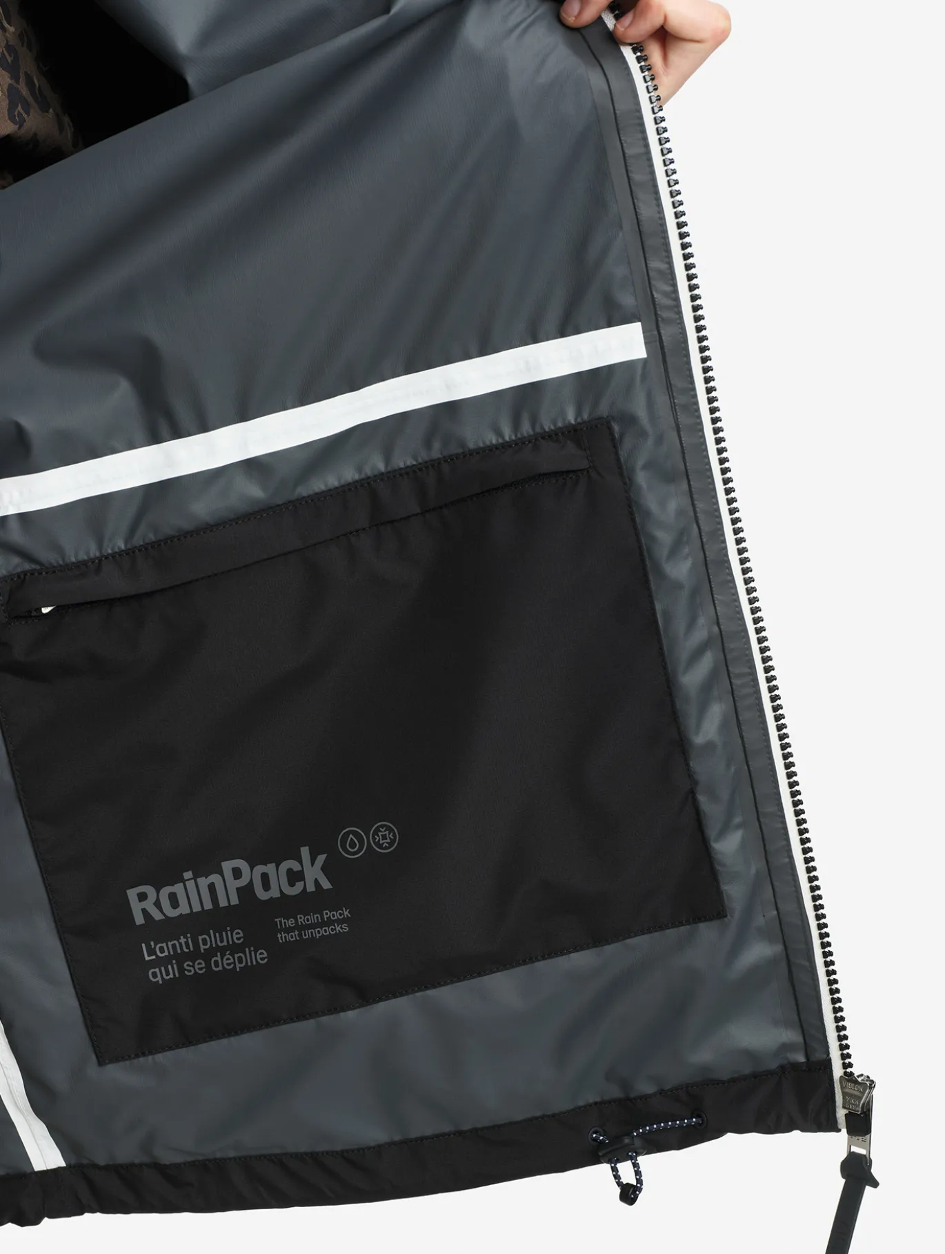 Rainpack™ 70 : coupe-vent mixte imperméable MTD™, court et pliable - Noir