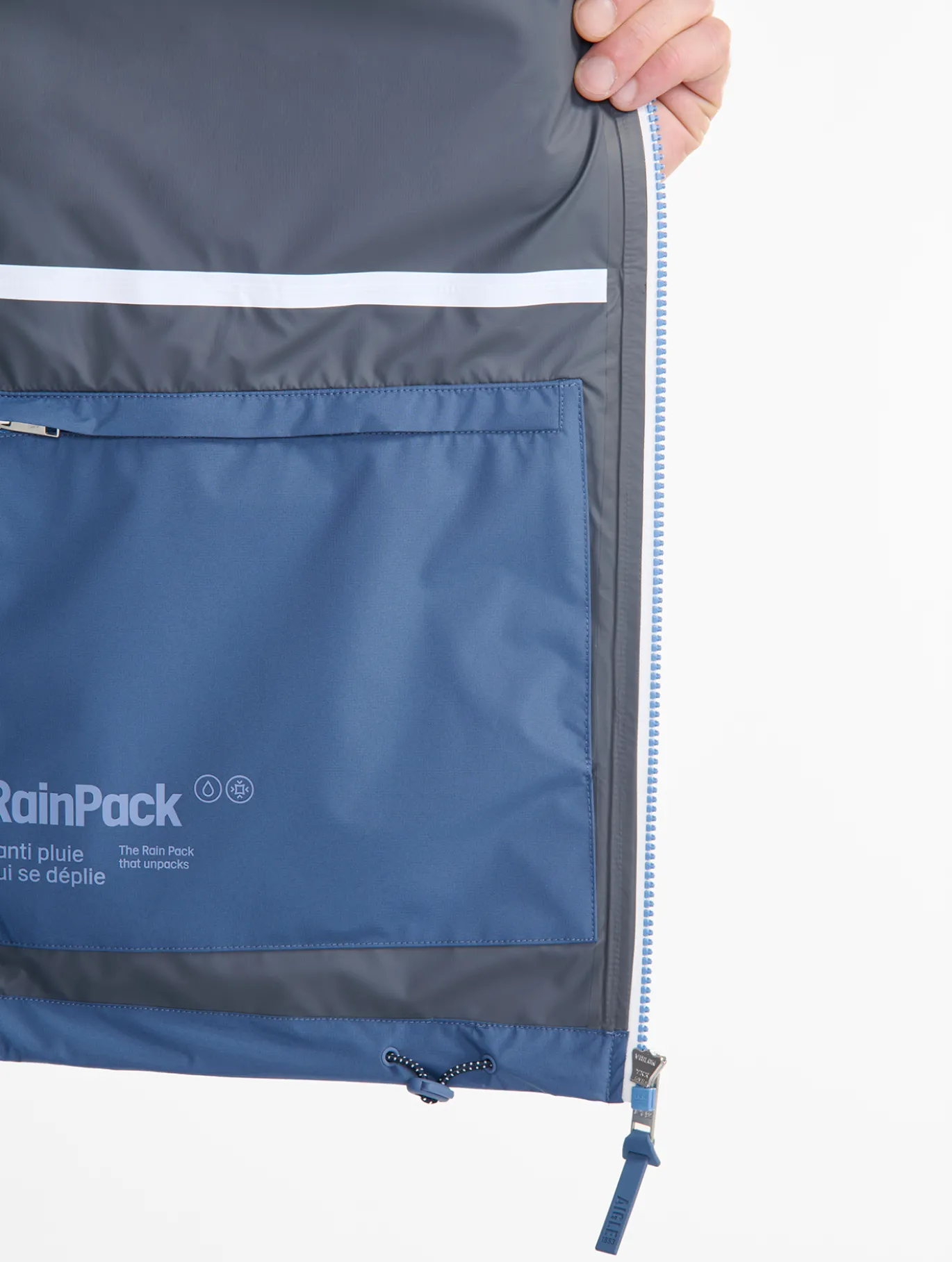 Rainpack™ 70 : Imperméable mixte coupe-vent MTD™ , court et pliable - Bleu