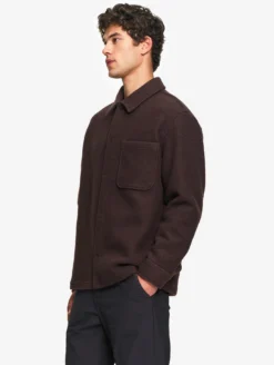 Surchemise en laine bouillie - Marron
