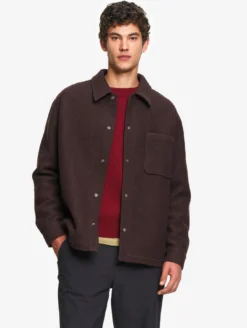 Surchemise en laine bouillie - Marron