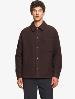 Surchemise en laine bouillie - Marron