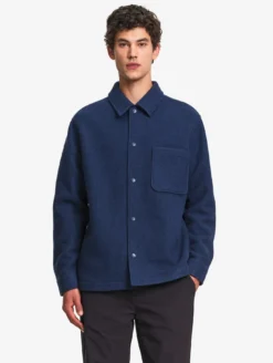 Surchemise en laine bouillie - Bleu