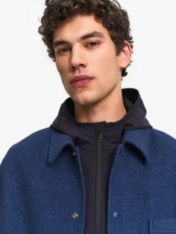 Surchemise en laine bouillie - Bleu