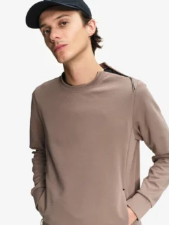Sweatshirtcol ras du cou anti-UV avec poches zippées - Marron