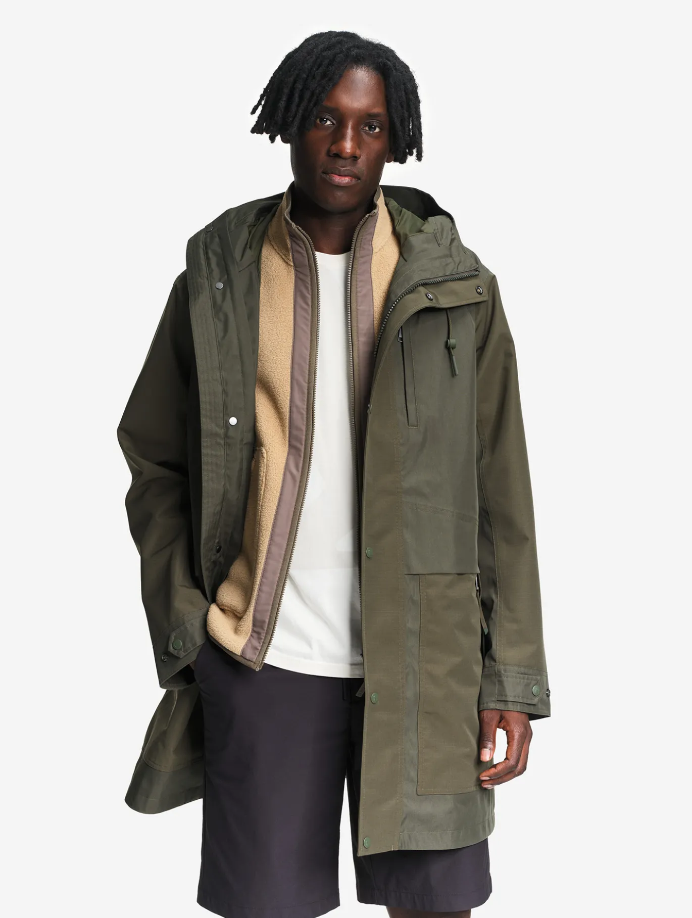 T-KIT™ Parka longue en coton avec 3 poches zippées MTD™ - Kaki