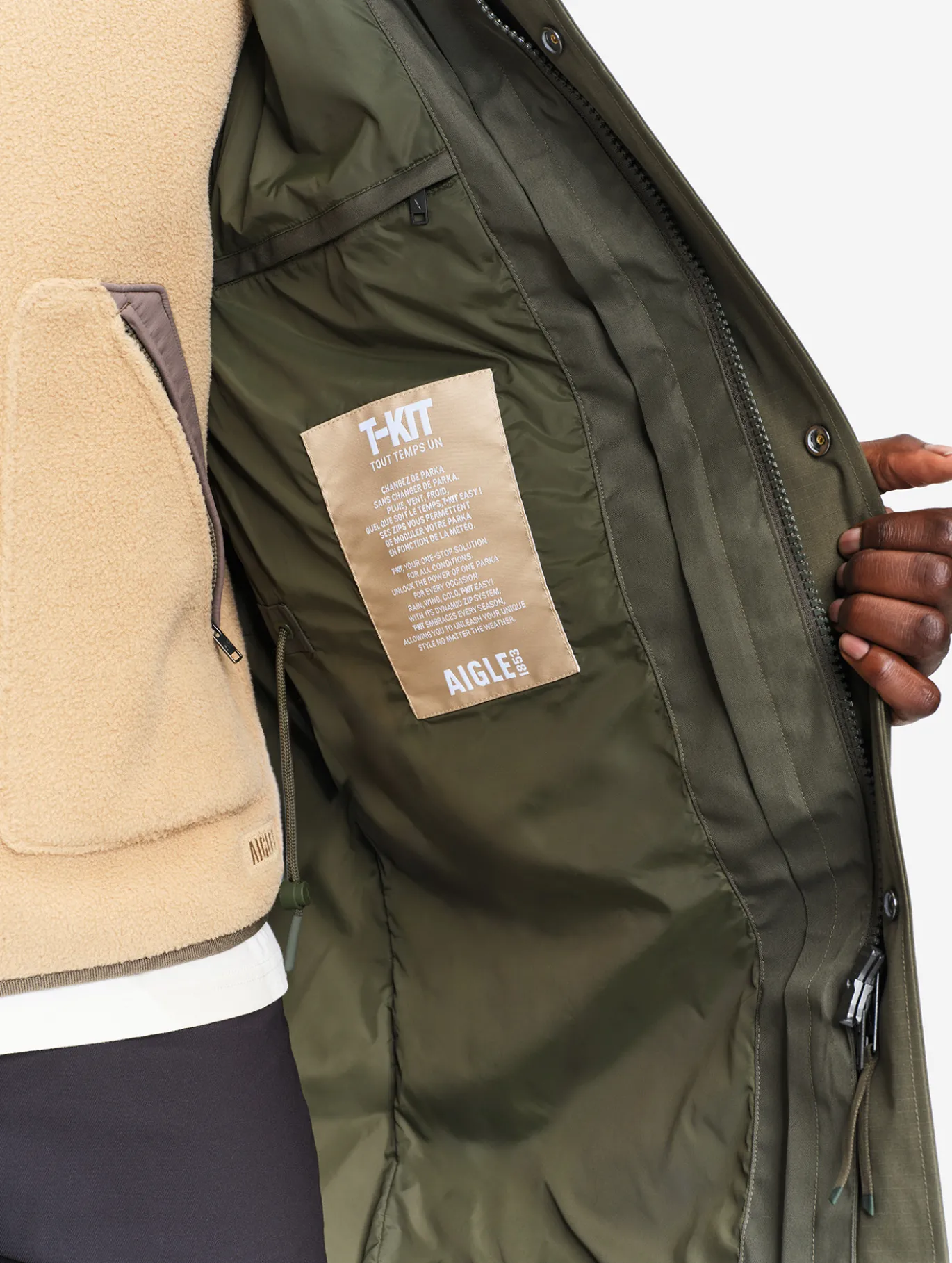 T-KIT™ Parka longue en coton avec 3 poches zippées MTD™ - Kaki
