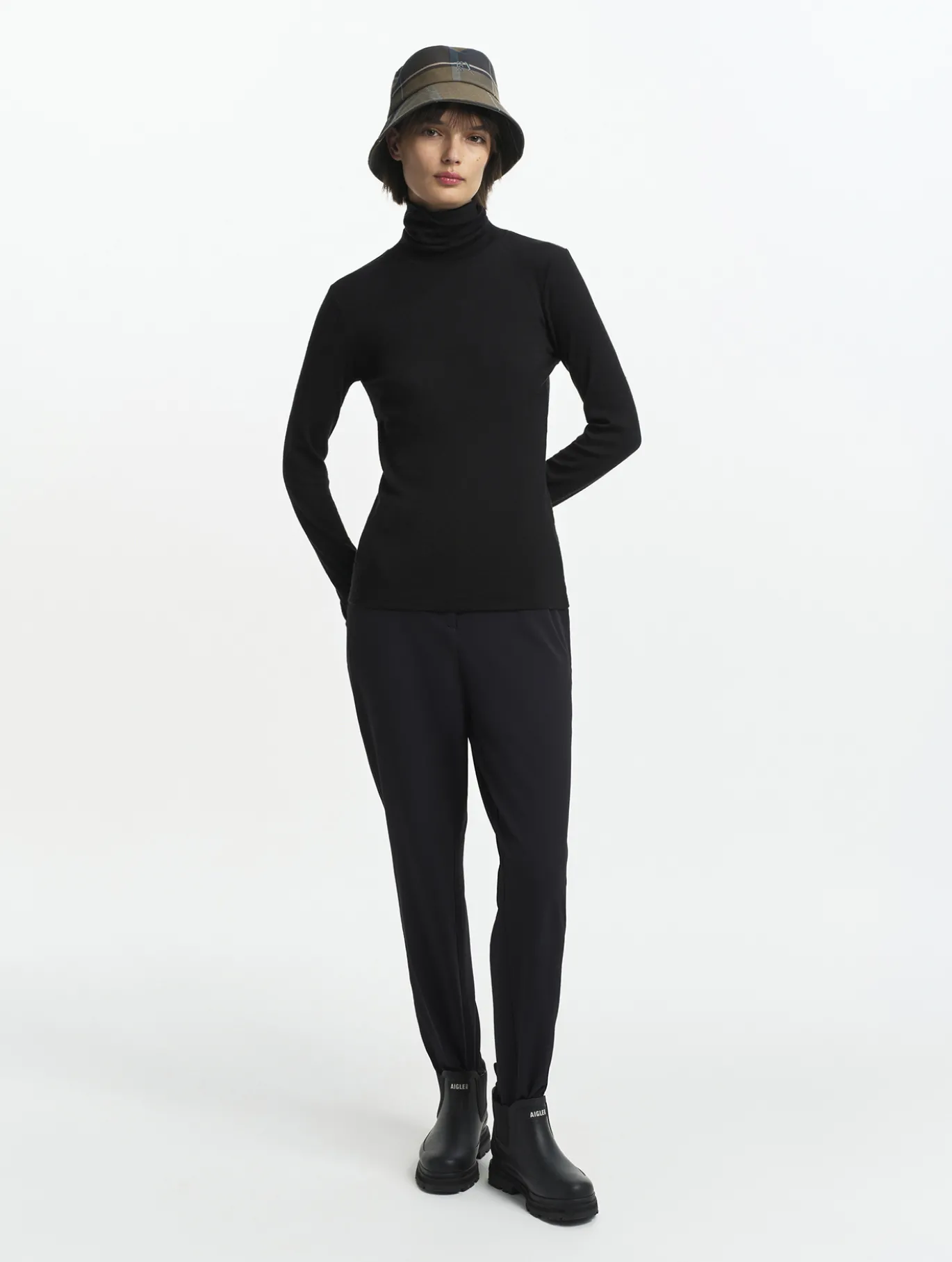 T-shirt col roulé ThermoPack™en laine mérinos et tencel thermo-régulateur - Noir