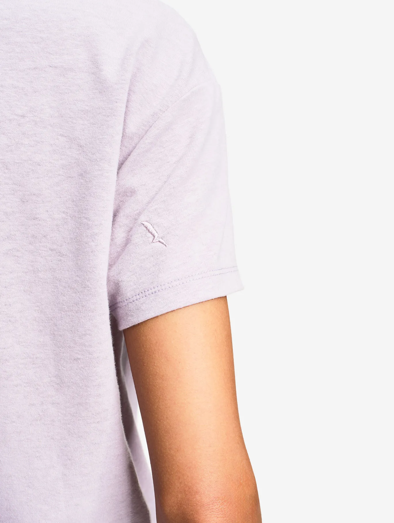 T-shirt en coton et lin à col V - Violet