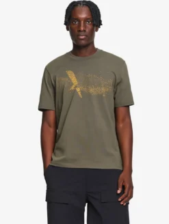T-shirt en coton graphique imprimé - Kaki