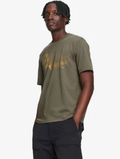 T-shirt en coton graphique imprimé - Kaki