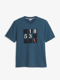 T-shirt en coton graphique imprimé - Bleu
