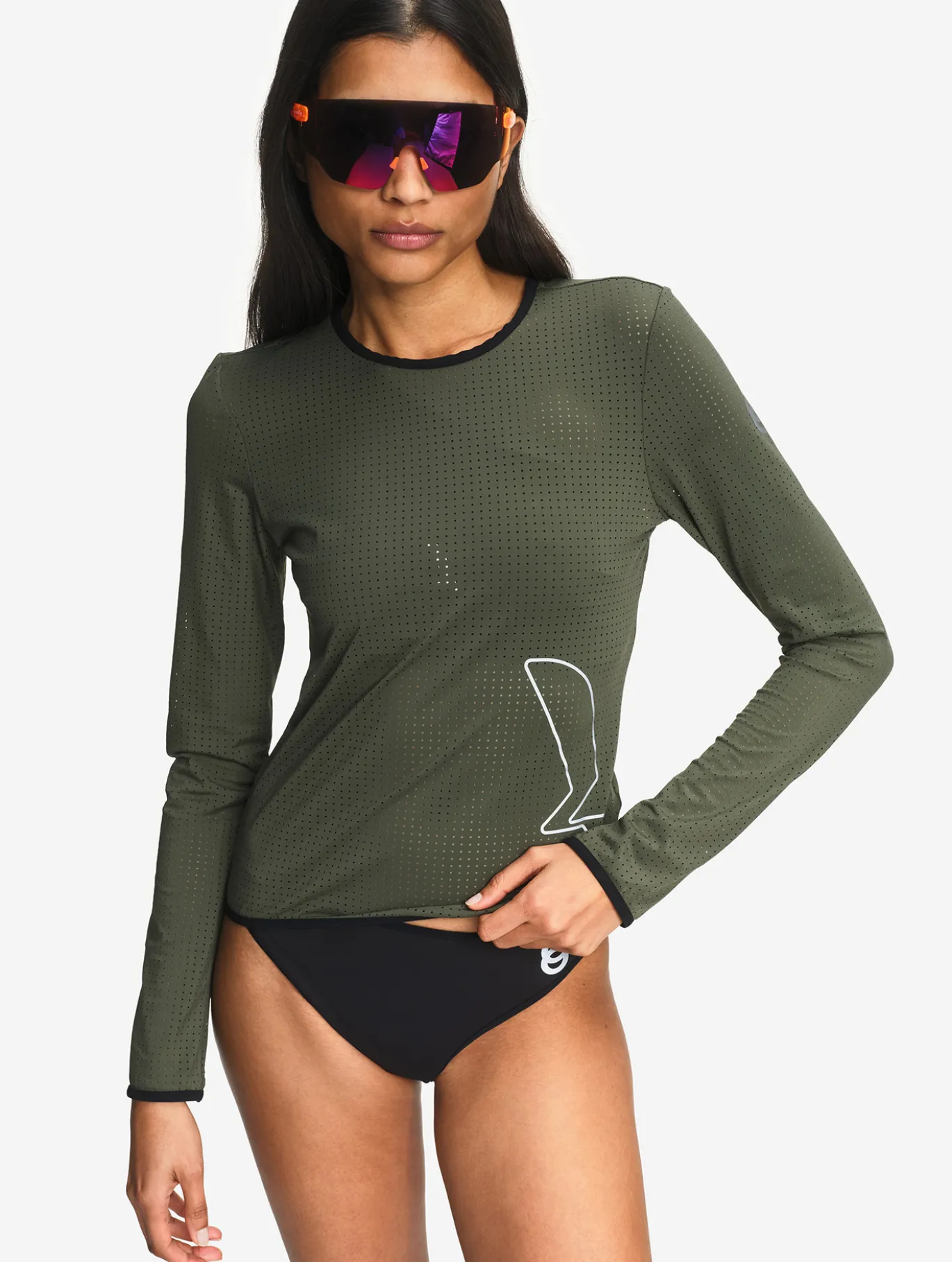 T-shirt manches longues en lycra - Aigle x Chlore - Kaki