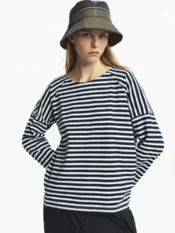 T-shirt marinière manches longues - Bleu