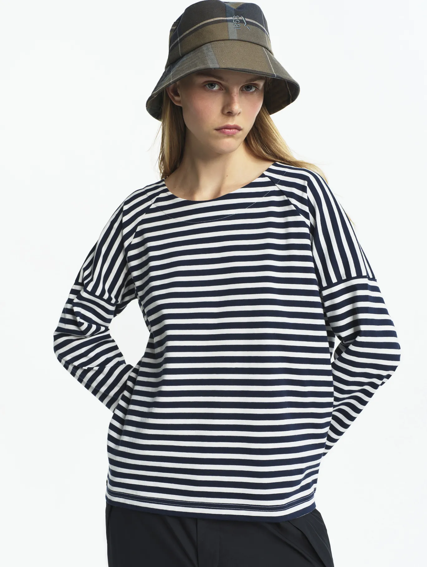 T-shirt marinière manches longues - Bleu