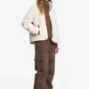 Veste boutonnée en sherpa en laine mélangée - Blanc