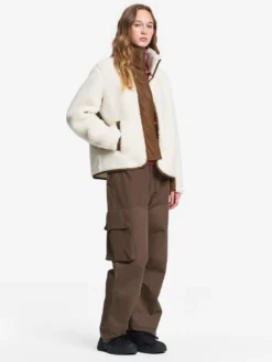 Veste boutonnée en sherpa en laine mélangée - Blanc