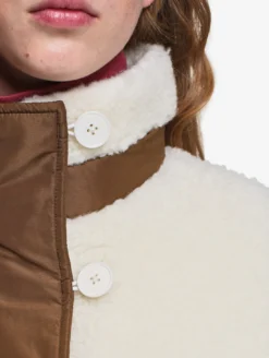 Veste boutonnée en sherpa en laine mélangée - Blanc