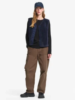 Veste boutonnée sans manches en polaire épaisse - Bleu