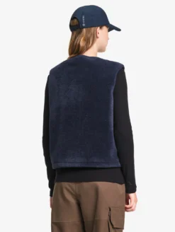 Veste boutonnée sans manches en polaire épaisse - Bleu