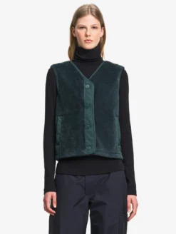 Veste boutonnée sans manches en polaire épaisse - Vert