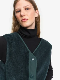 Veste boutonnée sans manches en polaire épaisse - Vert