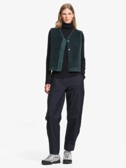 Veste boutonnée sans manches en polaire épaisse - Vert
