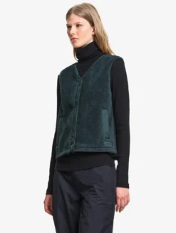 Veste boutonnée sans manches en polaire épaisse - Vert