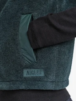 Veste boutonnée sans manches en polaire épaisse - Vert