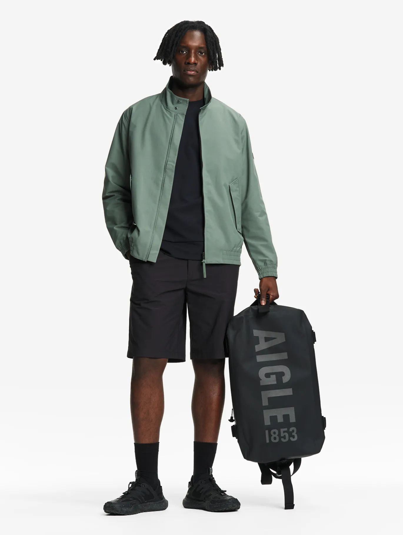 Veste courte Harrington en sergé déperlant - Vert