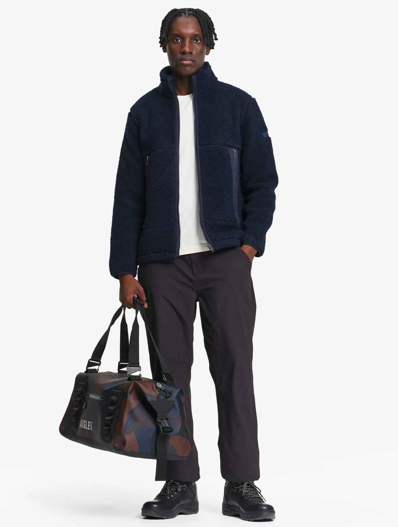 Veste en sherpa contrecollé - Bleu