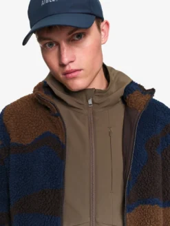 Veste imprimée en sherpa avec taille ajustable - Bleu