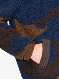 Veste imprimée en sherpa avec taille ajustable - Bleu