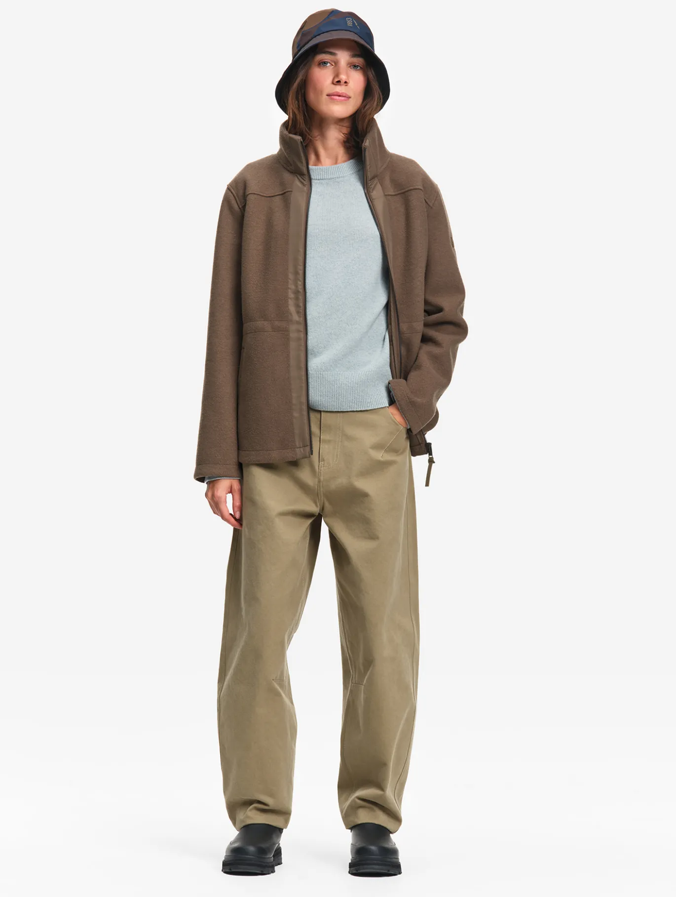 Veste polaire en laine bouillie - Marron