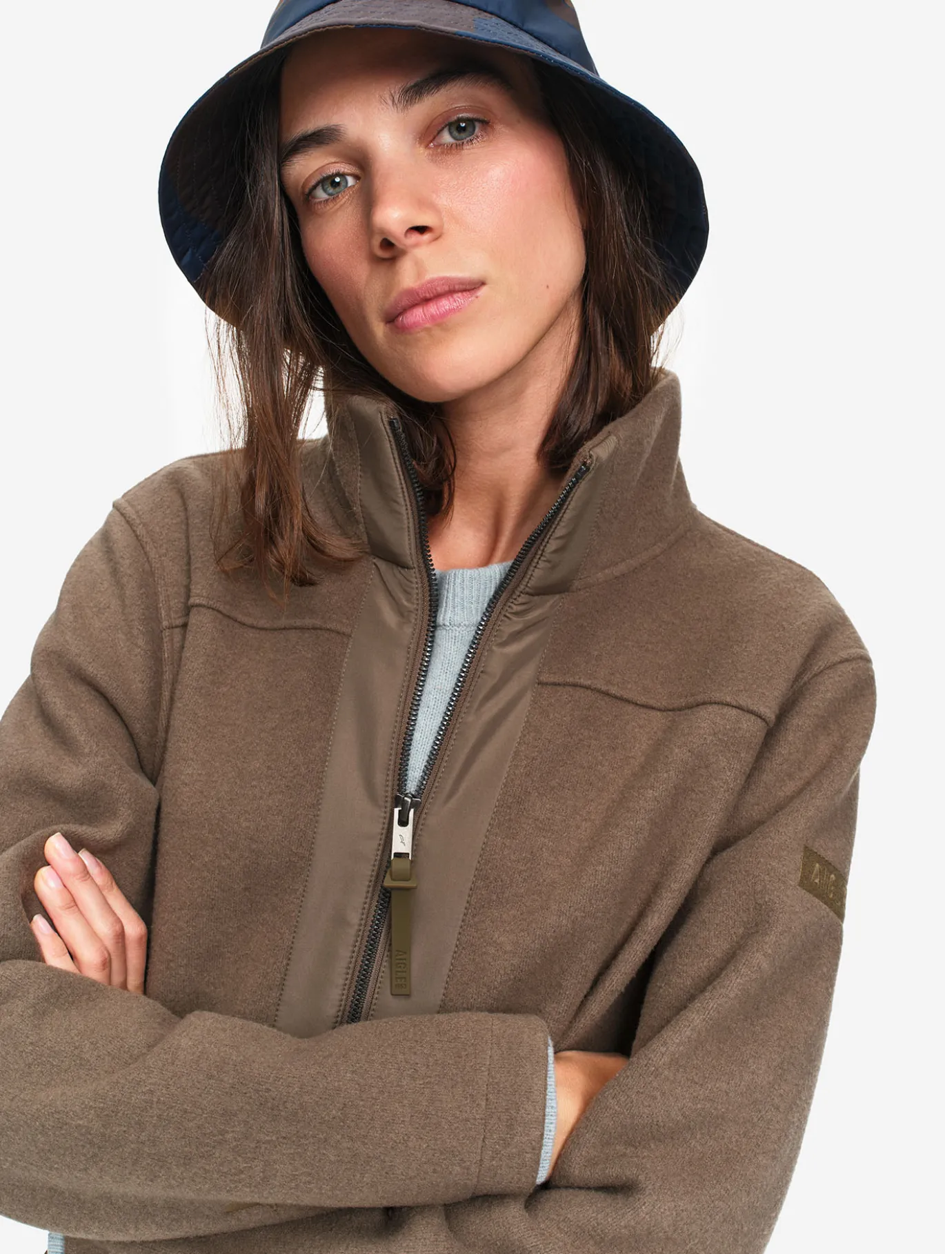 Veste polaire en laine bouillie - Marron